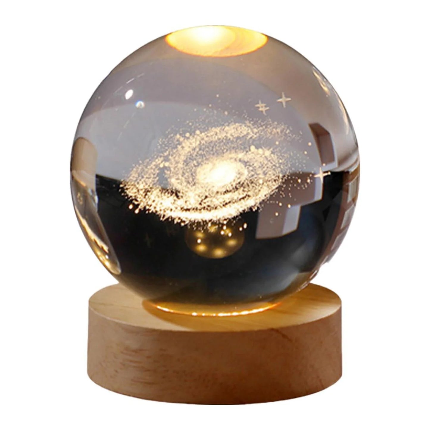 CZQIKEDA 3D Planet Crystal Ball,Usb 3D Moon Planet Globe Galaxy Night Light,Led Crystal Ball Table Lamp,Creative 3D Glowing Planetary Galaxy Astronaut Ball Night X5J6