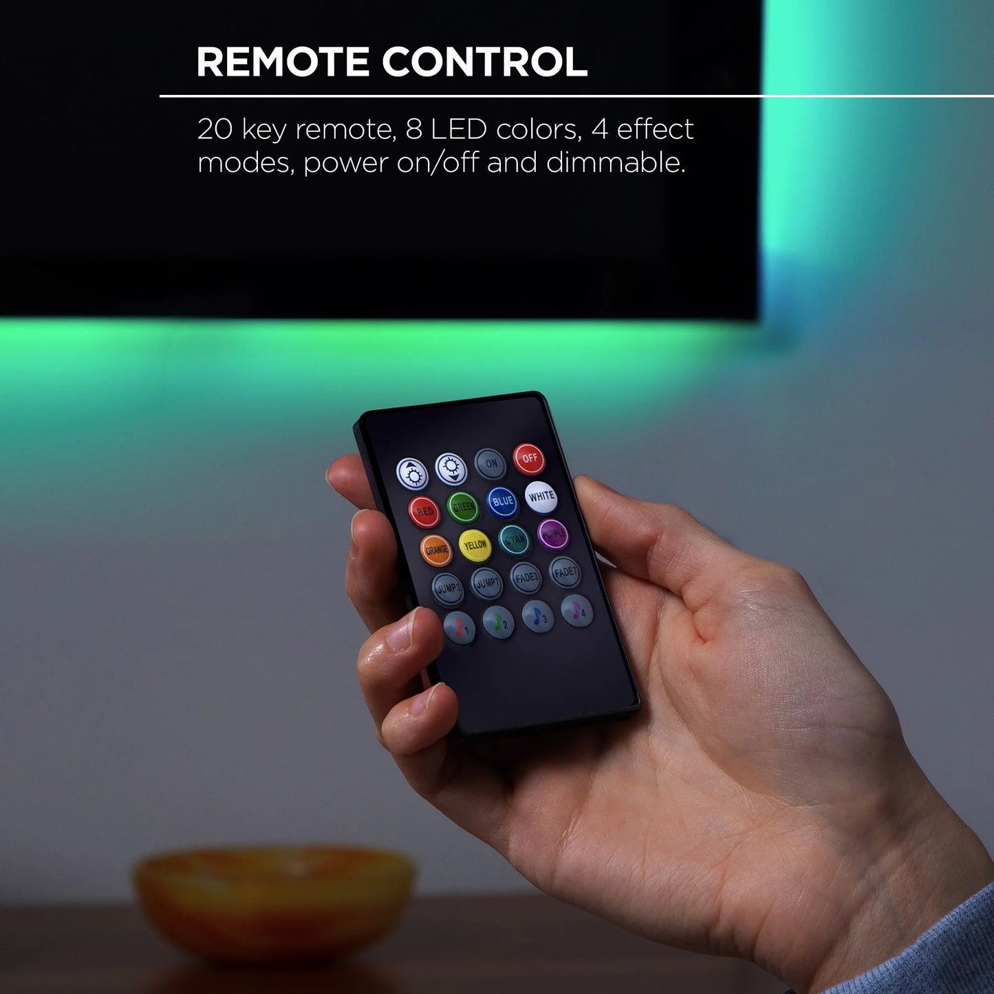 Merkury Innovations Sound Reactive TV Backlight RGB Lighting Dimmable Remote Control Corded Electric