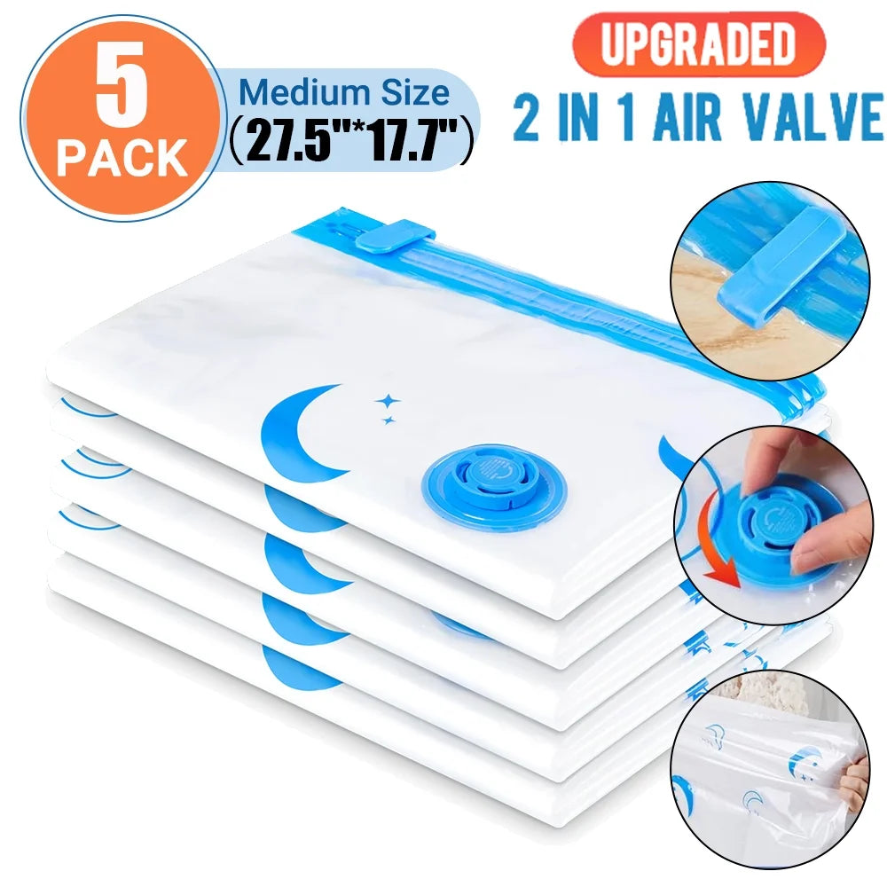 ZALFLEX Vacuum Storage Bags, 20 Combo Vacuum Cleaners Seal Bags with Electric Pump , Reusable Vacuum Compression Space Saving Bag for Travel Moving Blanket Duvets Pillows Quilt