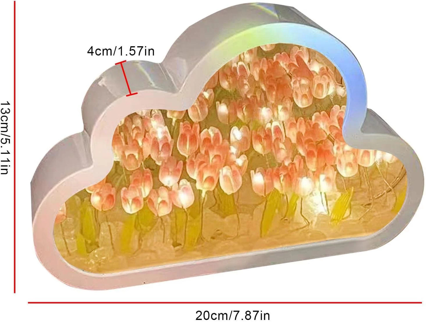 DIY Tulip Night Light, Cloud Tulip Mirror Night Light, Simulation Flower Bedroom Sleeping Table Lamp, Night Light for Bedroom,Creative Living Room Bedside Desktop Ornaments Girls(Pink)